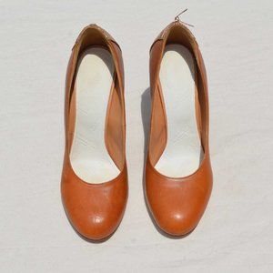 NEW MAISON MARGIELA Distressed Brown Leather Bronze Heels Shoes Size EU40 US10